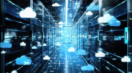 Poster - Server Room with Cloud Computing Concept