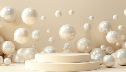 Ivory Pearl 3D Backdrop with Simple Podium