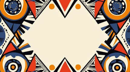 The bold tribal geometric design and natural tones create a striking and vibrant Facebook image.