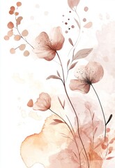 Watercolor splashes on a white background depicting a branch with leaves