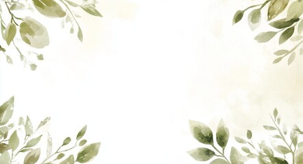 Wall Mural - Herbal banners on white background for wedding invitations or business products. Leaves, herbs web banner.