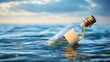 © Nany - a message in a bottle floating in the ocean, representing hope and mystery