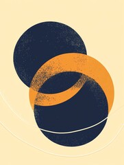 Poster - The artwork displays two overlapping circles in dark blue and orange, creating a striking abstract composition against a light background