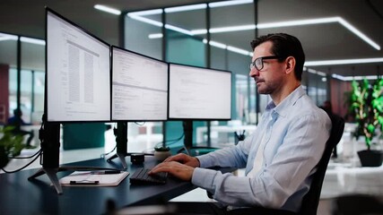 Wall Mural - web developer coding on computer