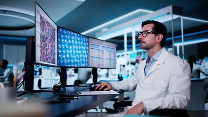 Aufkleber - Research Lab Scientist Using Computer