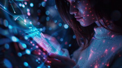 Machine learning, Hands of  human touching on big data network connection intelligence technology,