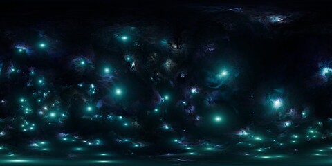 Wall Mural - 360° dark space HDRi with galaxy and nebula textures in high resolution