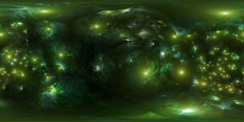 Wall Mural - High-resolution HDRi of distant galaxies and green swirling nebulae