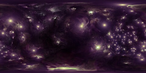 Wall Mural - Stunning starry sky HDRi with purple nebula and cosmic clouds in 360°