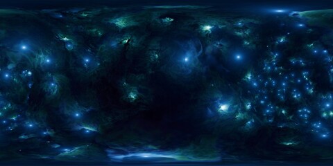 Wall Mural - 12K HDRi 360° Blue Space Skybox with Nebula and Stars - Seamless Environment Map for VFX, Virtual Reality, and Sci-Fi World Building