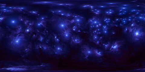 Wall Mural - Ultra-Realistic 12K HDRi Skybox of Blue Cosmic Nebula and Stars in 360 Degree Equirectangular Panorama for 3D Environment and Sci-Fi Renders