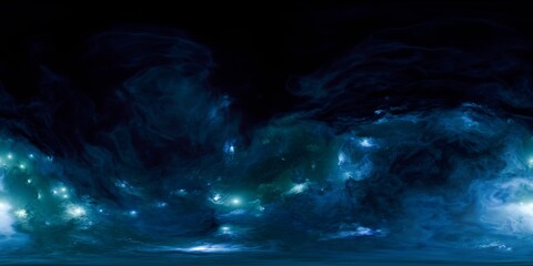 Wall Mural - Stunning 360° cosmic HDRi with blue nebulae and starry skies