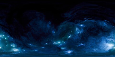 Wall Mural - Ultra-Realistic 12K HDRi Skybox of Blue Cosmic Nebula and Stars in 360 Degree Equirectangular Panorama for 3D Environment and Sci-Fi Renders