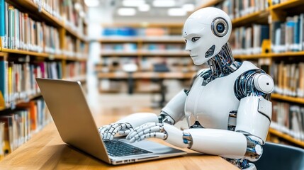 Poster - Humanoid Robot Using a Laptop in a Library