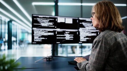 Wall Mural - web developer coding on computer