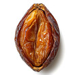 © dropideas - A single, pitted date fruit isolated on a white background.