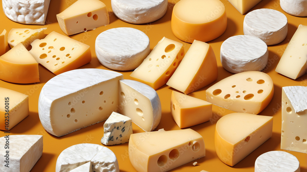 An illustrated map featuring iconic cheeses from various countries ...