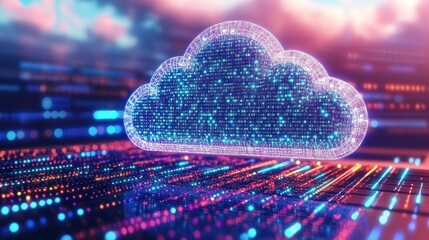 Poster - Abstract Cloud Network With Digital Code