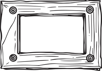 Canvas Print - hand-drawn illustration of a rectangular frame with four circles in each corner suggesting it's a picture frame or a window