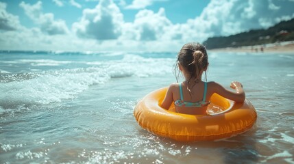 Adorable Child's Fun Day at the Beach