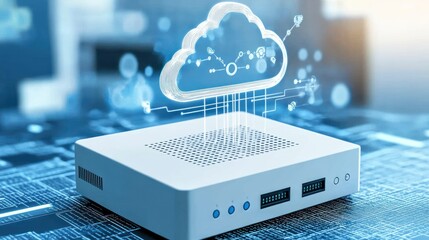 Poster - White Server Connected to a Cloud Computing Network
