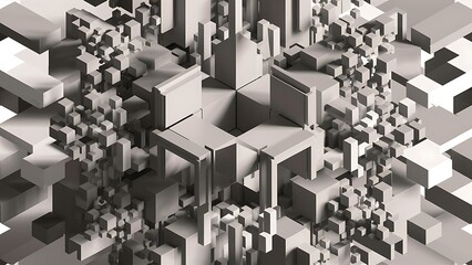 Vector Abstract geometric shape from gray cubes. White squares