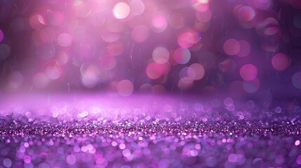Purple shiny glitter background. Purple bokeh of lights