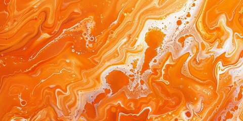 Canvas Print - Abstract orange fluid art marble paint texture background