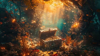 Poster - Underwater Treasure in a Mystical Light Setting