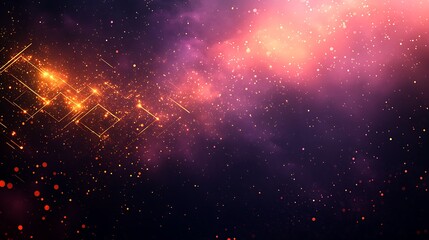 Wall Mural - abstract cosmic background with golden lines and pink nebula.