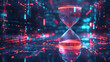 © Art_spiral - digital hourglass with glowing neon sand representing countdown in futuristic cyber environment