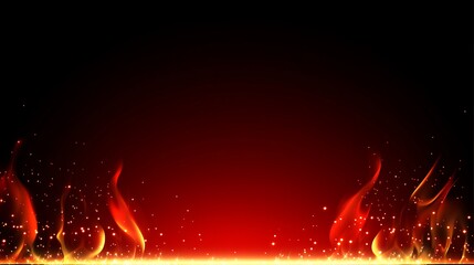Fototapete - Abstract fiery background with glowing flames and sparks on dark red backdrop.