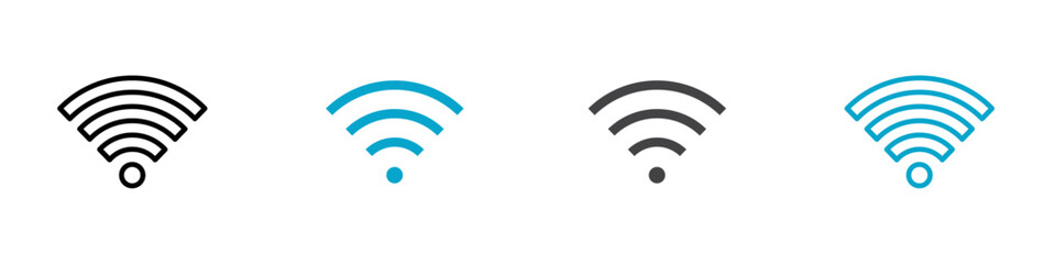 wifi icon Flat art in outline set