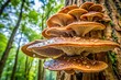 © ทรัพย์ทวี แก้วไพฑูรย - Fungi on tree with water droplets, wide angle view