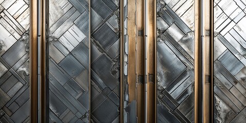 Sticker - Modern geometric wall panel with steel and brass accents.