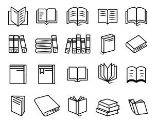set of icons book simple with transparent background