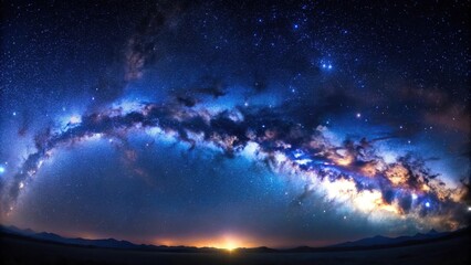 milky way and star filled night sky panoramic view