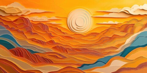 Wall Mural - Majestic Sunset with Golden Hues, Golden Sunset Landscape