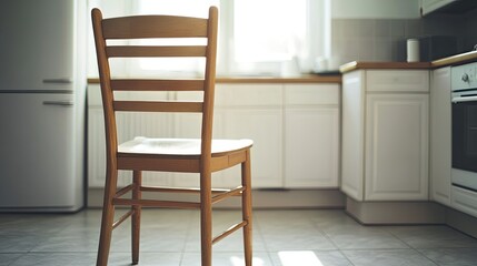 Simple Wooden Chair in Modern Kitchen Setting