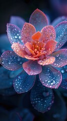 Wall Mural - close up of a delicate flower with dew drops