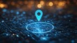 © pornthip - Glowing Blue Location Pin on Abstract Circuit Board Background