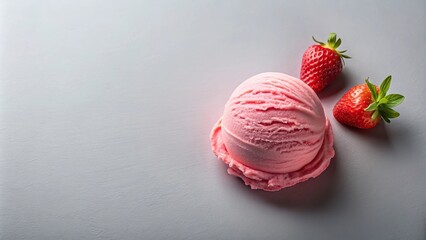 Minimalist ice cream scoop with strawberries