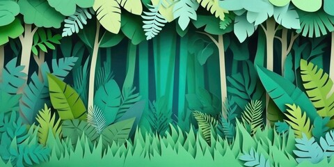 Poster - Rainforest in a national park, showcasing lush greenery and diverse flora, Rainforest landscape with vibrant greenery and varied plant life