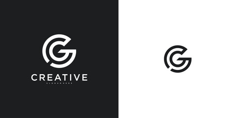 Sticker - Initial letter G logo with abstract lines and shapes. Premium Vector