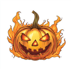 halloween pumpkin with fire