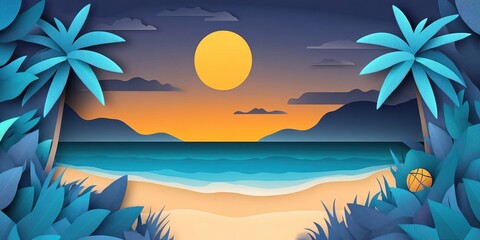 Poster - Evening serenity by the seaside, Peaceful evening at the beach