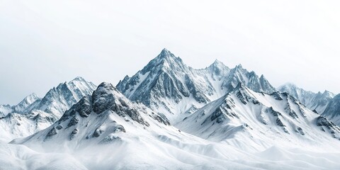 Wall Mural - minimalist snowy mountain landscape isolated on white background