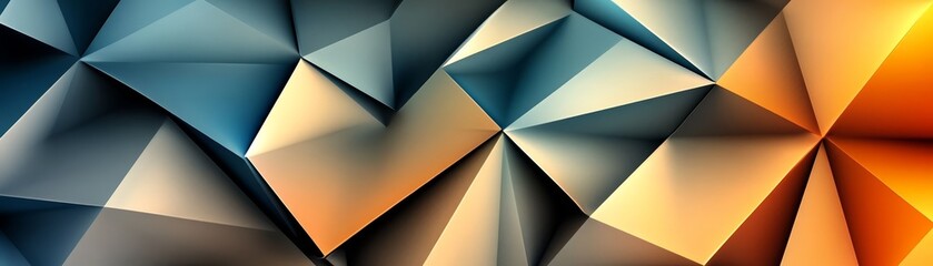Wall Mural - Abstract Geometric Background with Blue  Orange  and Grey Triangles