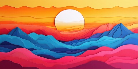 Sticker - Vibrant hues of the setting sun, Vibrant colors of the sunset