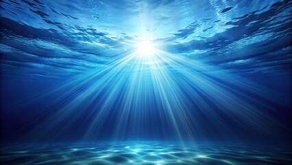 Wall Mural - deep blue ocean with path of light shining through